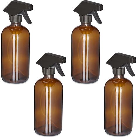 Spray vide en verre, lot de 4, 500 ml, jet puissant et large brume, pour cheveux ou jardin, marron (1/5)