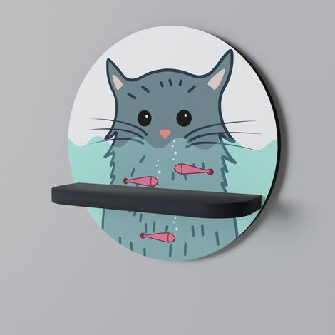 CAT SPLASH Rundes Regal Schwarz (1/5)