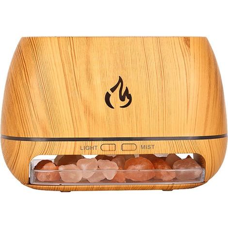 Diffuseur de lampe de sel de l'Himalaya, diffuseur d'huile essentielle à ultrasons, humidificateur de flamme de simulation, diffuseur de brume légère colorée, diffuseur d'arôme à grains en bois pour (1/5)
