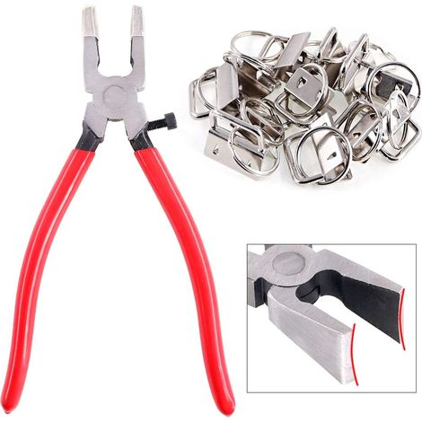 Sweet Lot de 32 outils de 25 mm pour porte-clés, 1 pince à porte-clés, outils de course en verre avec mâchoires plates, pinces de course de studio embouts en caoutchouc (1/5)
