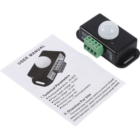 Détecteur de mouvement infrarouge PIR 12V/24V DC pour bande LED, interrupteur de sécurité corporelle
