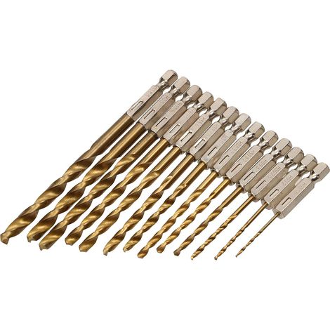 KOTARBAU Jeu de 13 forets HSS 1,5-6,5 mm avec tige hexagonale 1/4 pour métal, bois, plastique pour perceuse-visseuse sans fil (1/5)