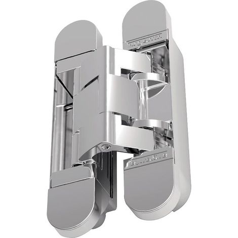Charnière invisible NEO M6 chromé mat – Pour portes en bois – Réglage en hauteur et largeur – Angle d’ouverture 180° – Dimensions 140x28mm – Argenta (1/9)