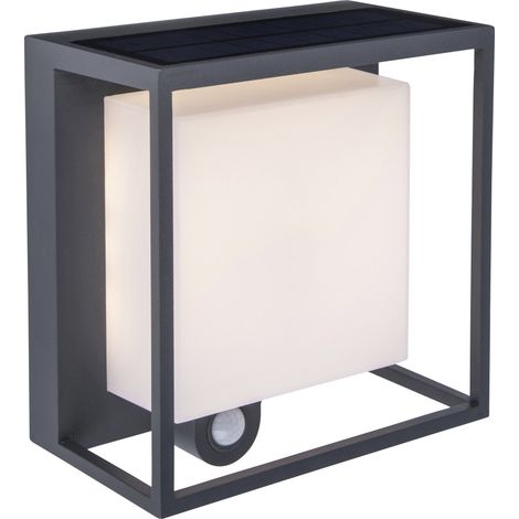 Lutec LED Außenleuchte Solar Curtis 3 W 19 x 16,5 cm Bewegungsmelder Außenleuchte