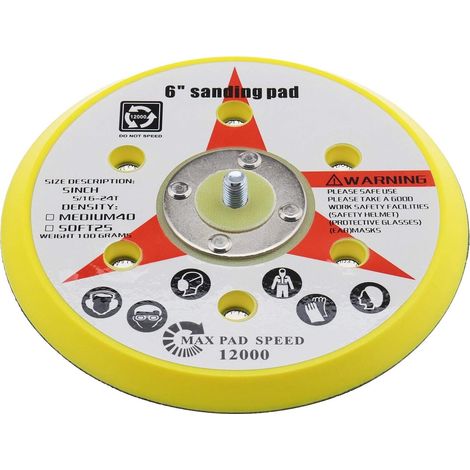 Applicable 2 pcs 6 Pouces / 150mm Disque de Ponçage et Roue de Polissage Plaque d'appui M8 pour Ponceuse à Crochets et à Boucles (1/5)