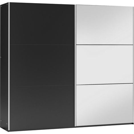 Armario Honolulu 125, Negro, 215x200x65cm, Puertas de armario: Correderas, Número de estantes: 4