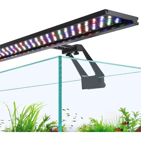 Clip on Aquarium Éclairage, 18W Éclairage Aquarium LED pour 48-63cm Réservoir Planté, Fish Tank Light Avec 9 Couleurs, Double Minuteur,Sunrise-Day-Sunset Moon, Minuterie Réglable (1/5)