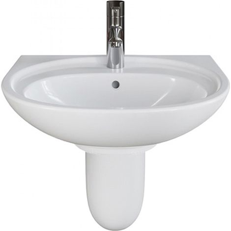 AKW Livenza Plus Basin and Semi Pedestal 500mm Wide - 1 Tap Hole (1/2)