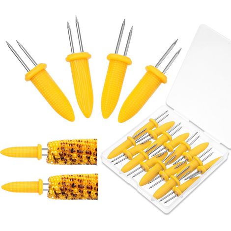 Sibba 20 Porte Épis De Maïs En Acier Inoxydable Brochettes De Maïs En Épi Pour Barbecue Avec Boîte De Rangement Pour Fourchettes De (1/5)