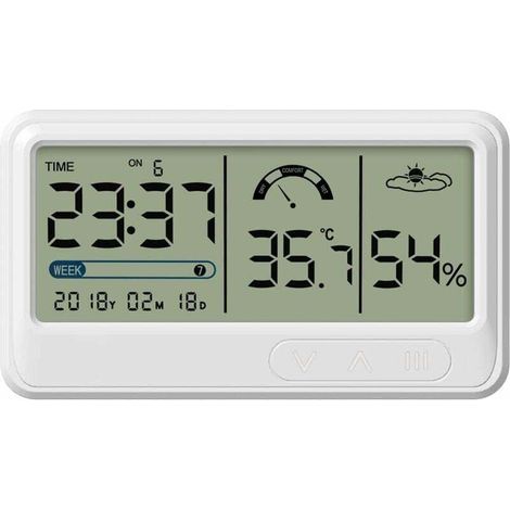 Digital Hygrometer Electronic Temperature and Humidity Gauge with LCD Time and Date Display Indoor Thermometer Hygrometer with Stand for Garden Greenhouse (1/5)