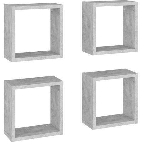 Wall Cube Shelves 4 pcs Concrete Grey 30x15x30 cm vidaXL