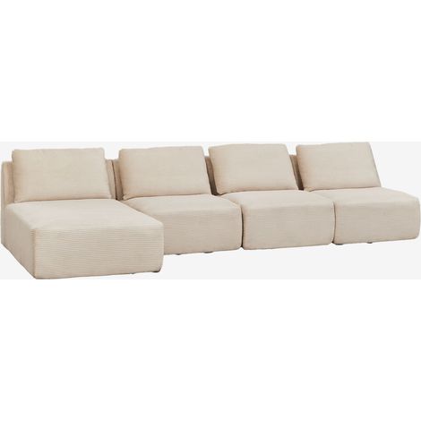Sofá modular chaise longue izquierdo de 4 piezas en pana envasado al vacío Temple SKLUM             