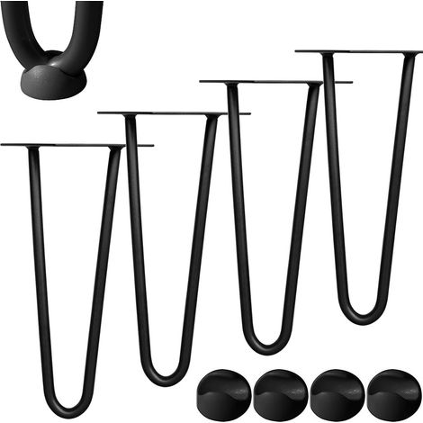 Melko Hairpin Legs 4er Set Haarnadelbeine 30CM Tischbeine Schwarz Tischkufen Stahl 