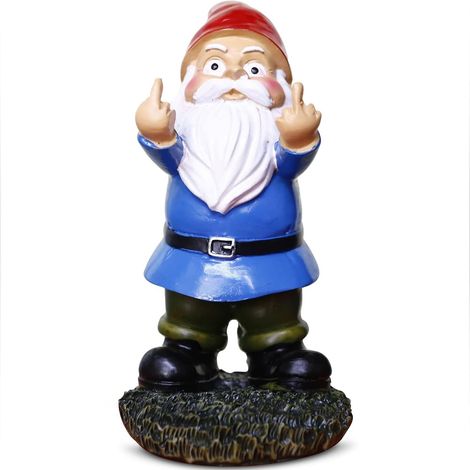 Blauer Gartenweihnachtsmann aus Kunstharz mit Friedensgeste – Gartendekoration (1/5)