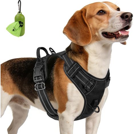 Anti-Traction Harnais Chien Taille Moyenne, Noir, M (1/5)