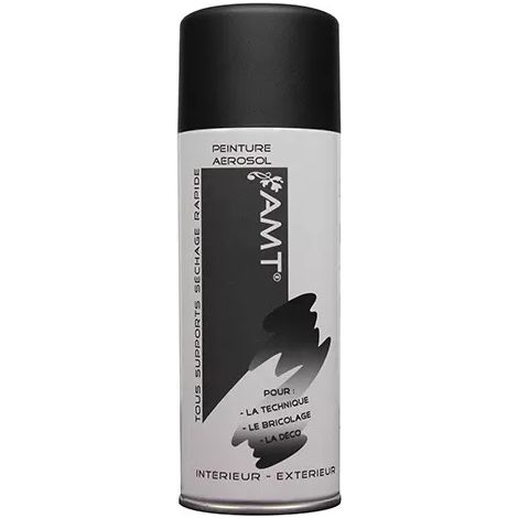 Peinture aérosol noir mat 330 ml – Antirouille et primaire pour métal – Résistance après séchage – Pour surfaces variées – AMT
