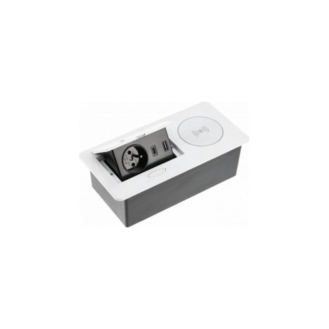 GTV Lighting - Bloc prise u00e0 encastrer + chargeur induction - 1 prise - 2 USB - Blanc - Ru00e9f : AE-PB1FAVAP-10 (1/5)