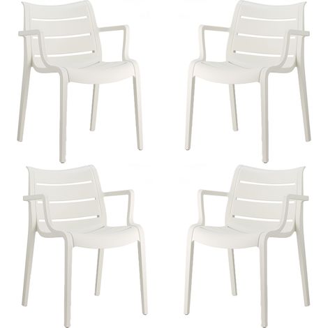 Set 4 Sedia Sunset lino S-C-A-B Poltrona con braccioli Impilabile in Tecnopolimero Rinforzato Uso Interno/Esterno Elegante e Robusta – Made in Italy (1/5)