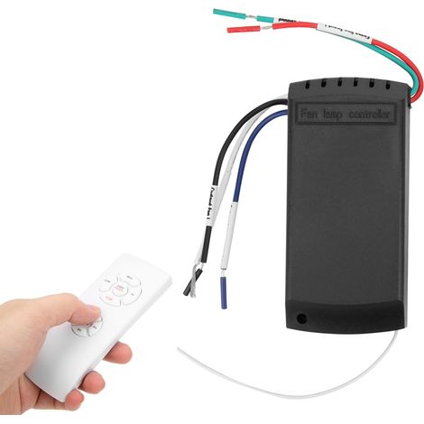Version anglaise de la télécommande sans fil intelligente pour ventilateur de plafond avec éclairage programmable, universelle 85V-260V. (1/5)