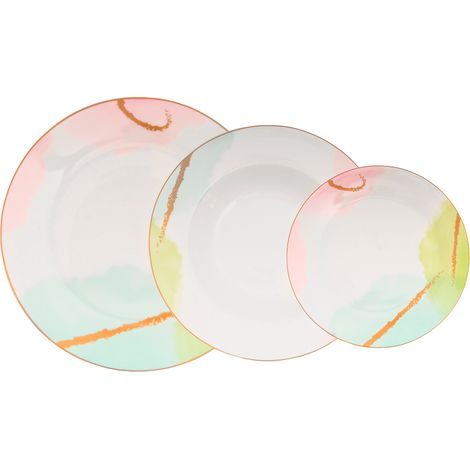 Service de table 18 pièces en porcelaine élégante Acquerello