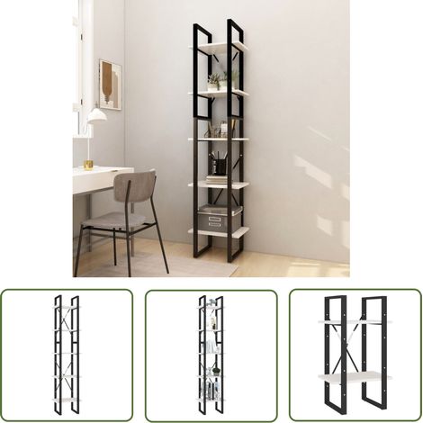 INLIFE Bibliothèque à 5 niveaux Blanc 40x30x175 cm Bois de pin (1/5)