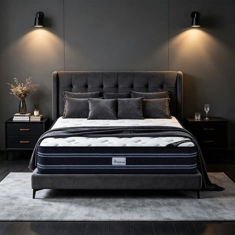 Matelas 140x200 cm Premium, Ép 26 cm, Latex, Hybride Mousse & Ressorts Ensachés, Fermeté Moyenne, 9 Zones Ergonomique, Respirant (1/5)