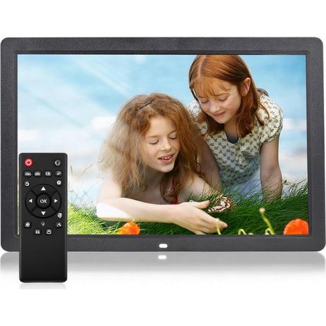 Marco de fotos digital de 17 pulgadas y 1080p con control remoto, presentación de diapositivas automática, ideal como regalo familiar. (1/5)