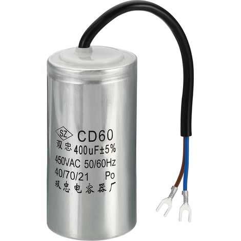 Cd60 Fonctionner Condensateur, 400Uf 450VAC 2 Fils 5% Tolérance 50/60Hz Moteur Démarrage Condensateur pour Air Compresseur Moteur Démarre En Marche (1/5)