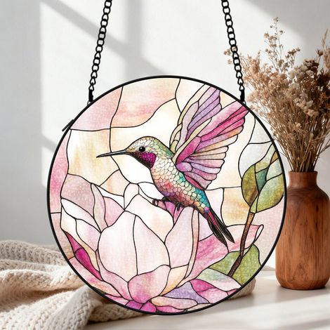 Suspension vitrail colibri attrape-soleil 25 cm décoration fenêtre oiseau cadeau anniversaire (1/5)