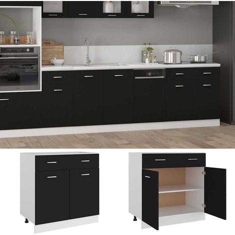 Maison Exclusive - Cajón bajo "Lyon" negro, 80 x 46 x 81,5 cm, ma (1/5)