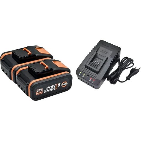Batterie, capacité 8000mAh, compatible avec les outils Worx, 8.0AhX2 chargeurX1 (1/2)