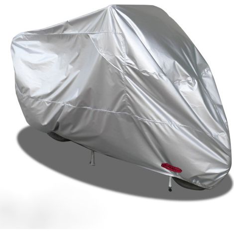 MINKUROW Wasserdichte Motorradabdeckung, XXL-Motorradabdeckung 265 cm lang für Regen- und Schnee-UV-Schutz (265 x 105 x 125 cm) Silber (1/3)