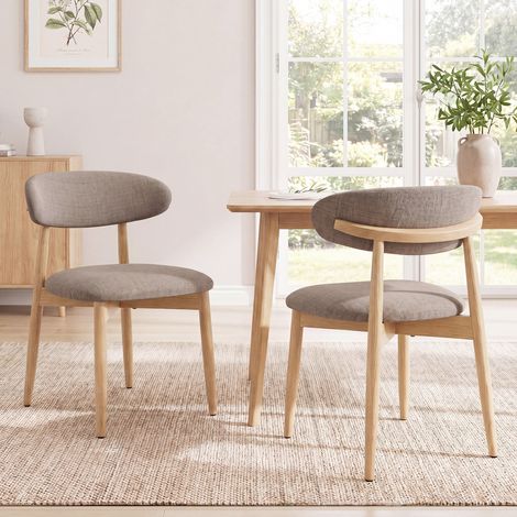 COLAMY Lot de 2 Chaises en bois massif, robustes et élégantes, style nordique minimaliste, idéales pour salle à manger et cuisine,marron