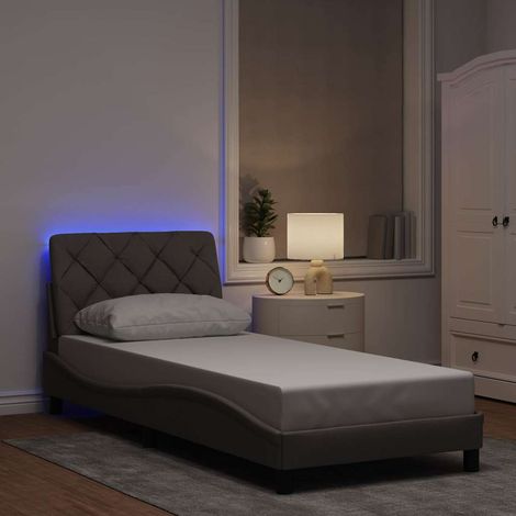 Materasso - Giroletto con LED senza Materasso Tortora 90x190 cm Tessuto (1/5)