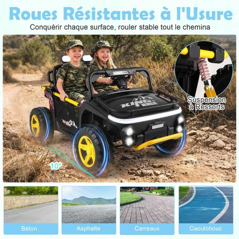 Voiture électrique 2 places pour enfants 133 x 83,5 x 76 cm démarrage doux divertissement immersif en PP noir (1/3)