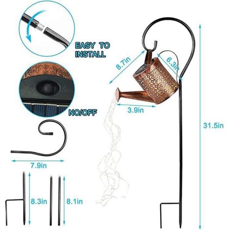 Arrosoir Arrose Lumières LED Solaires,Guirlande Lumineuse Extérieures Jardin Douche D'étoile Étanche,Lampe Douche Terrasse Pelouse (1/4)