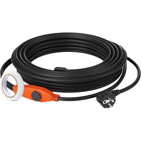 VEVOR Cavo Riscaldante per Tubi Lunghezza da 25 m 23 W/m per Tubi con Termostato Integrato, Cavo Riscaldante per Tubi dellAcqua Protezione Tubi in PVC, Tubi in Metallo e Plastica dal Congelamento