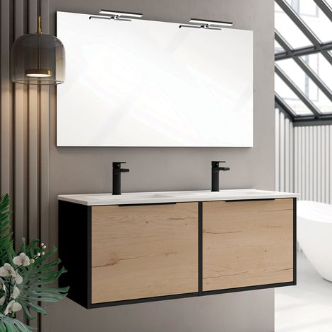 Meuble de salle de bain 120cm double vasque - 2 façades et 4 tiroirs - ALBA (1/4)