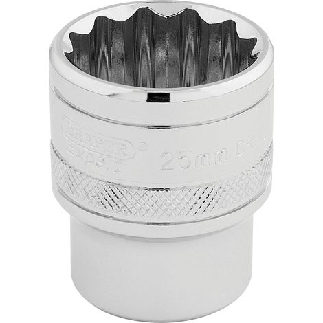 Draper 25mm 12-Point Metric Socket Set, 1/2" Drive, Polished Chrome Finish, Model 33418 (1/5)