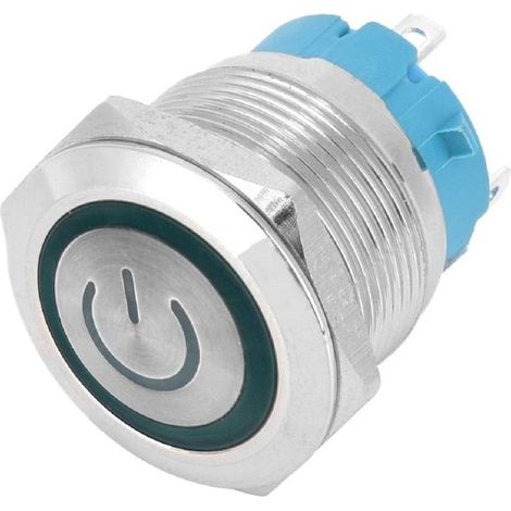 Trade Shop - Interruttore A Pulsante A 4 Pin 22mm Con Segnale Luminoso Di Alimentazione Verde - (1/3)