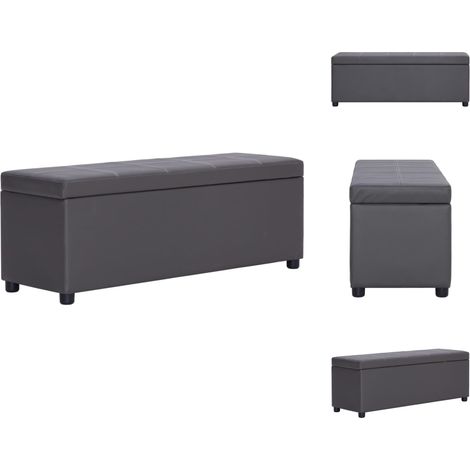 Truhen- & Flurbänke - Living Bank mit Staufach 116 cm Grau Kunstleder (1/5)