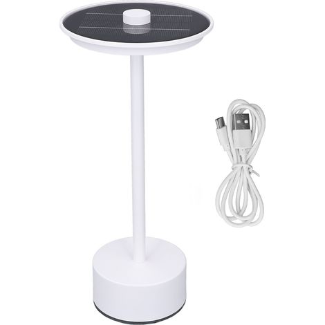 Ortviai Lampe de Table Solaire Sans Fil LED avec Commande Tactile, 3 Couleurs et Gradation Continue, IP44, Rechargeable USB (1/5)