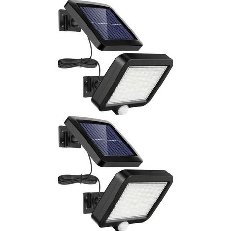 PROJECTEUR SOLAIRE LED 400 LUMENS + Panneau solaire avec détecteur garage, façades, porches IP44. (1/4)