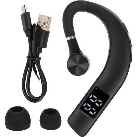 Casque Bluetooth IPX5 étanche oreillette unique mains-libre anti-bruit pour course conduite travail (1/5)
