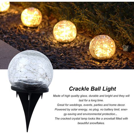 Lampe solaire étanche en verre craquelé à piquer au sol pour jardin, allée et aménagement paysager (1/5)
