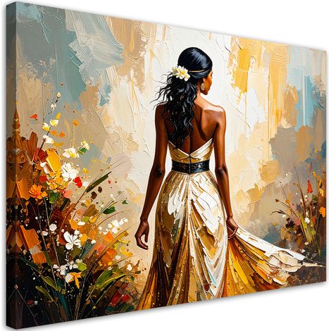 Modernes Wandbild für das Wohnzimmer oder Schlafzimmer Abstraktion Modische Frau im Kleid 60x40 cm