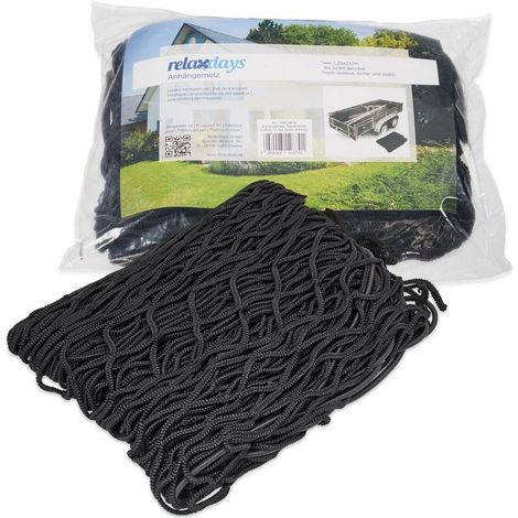 Filet de remorque extensible 3 x 2 m Maille 4 cm Sécurise le chargement Matériau PE noir (1/5)
