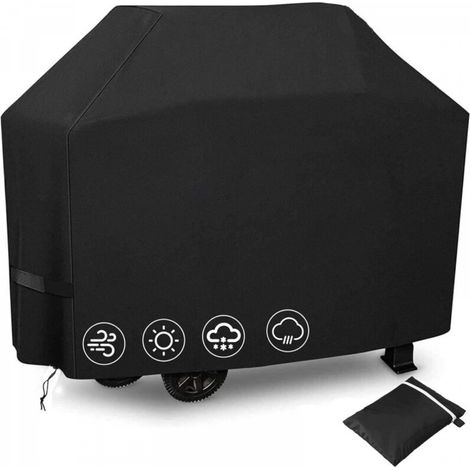 Housse de protection pour barbecue à gaz, coupe-vent, anti-UV, anti-eau, anti-humidité et anti-poussière, 145 x 61 x 117 cm, noire (1/5)
