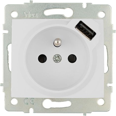 BASE BIPOLAR CON T/TL 16A 250V CON USB CON OBTURADOR S.EUROPA SOLERA ERP60FUSB