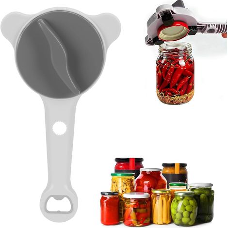 Müheloser Glas- und Flaschenöffner für Senioren und Menschen mit Arthritis  Multifunktionaler 4-in-1-Öffner für Gläser, Flaschen und Schraubverschlüsse, für Gläser von 2,5 bis 9 cm (1/5)